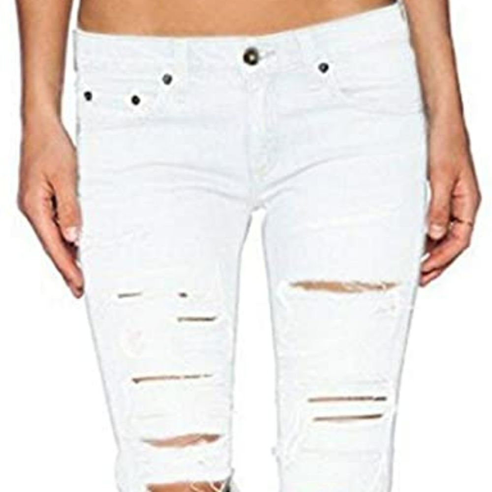 Rag & Bone White Thrash Destroyed Skinny sz 24